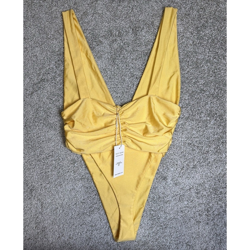 Riot Swim Echo One Piece Thong Swimsuit Poppy Yellow XL NWT Retail $180 - Picture 3 of 8
